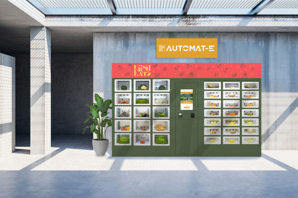 Einsatz eines personalisierten Automat-e-Schließfachs in der Eingangshalle eines Unternehmens